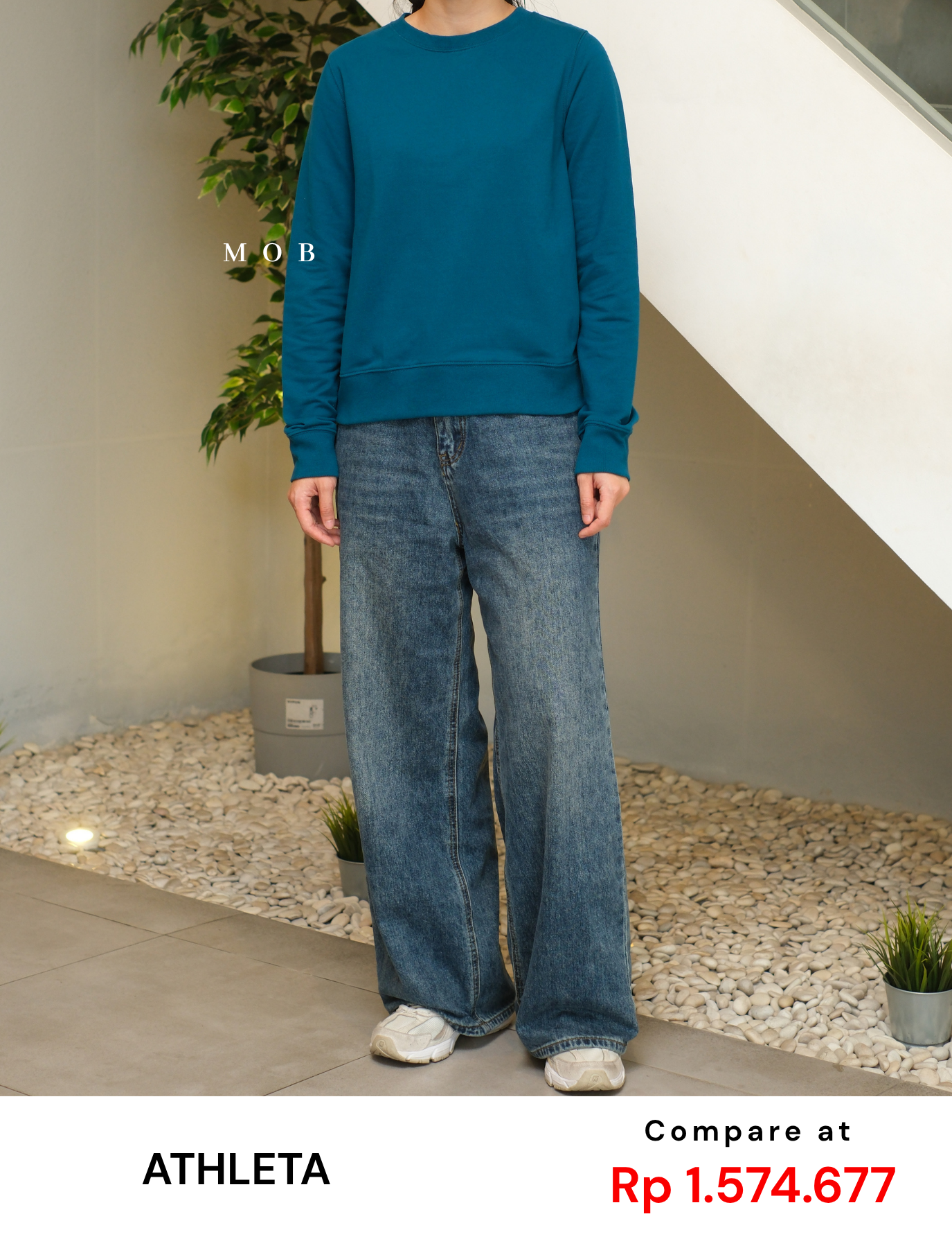 ATHSW01003C Retroterry Crewneck Sweatshirt Coastal Green
