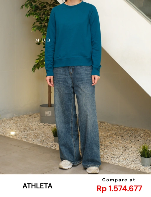 ATHSW01003C Retroterry Crewneck Sweatshirt Coastal Green