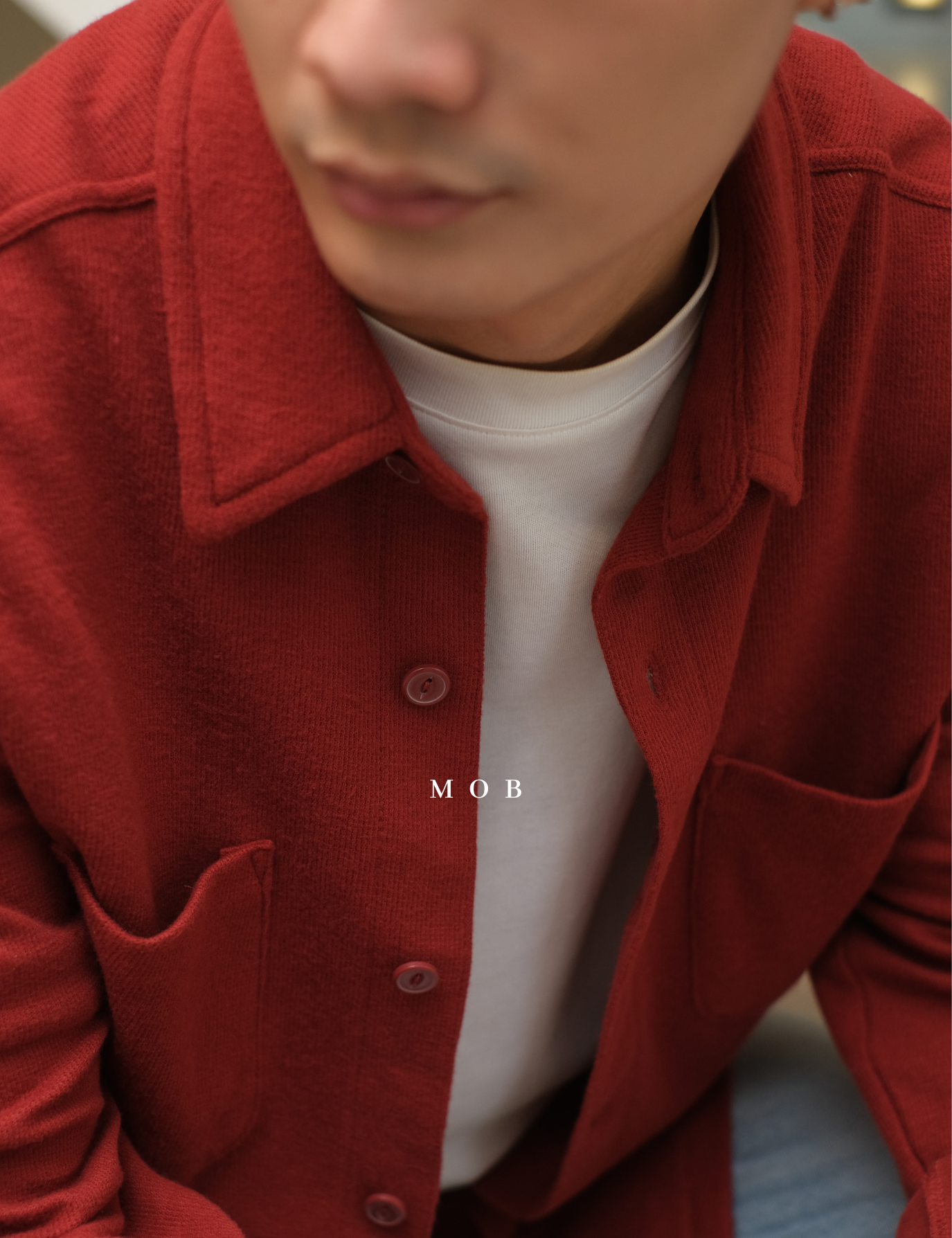 [BEST DEALS!] GFLSS01003 Knit Shirt Jacket Terracotta