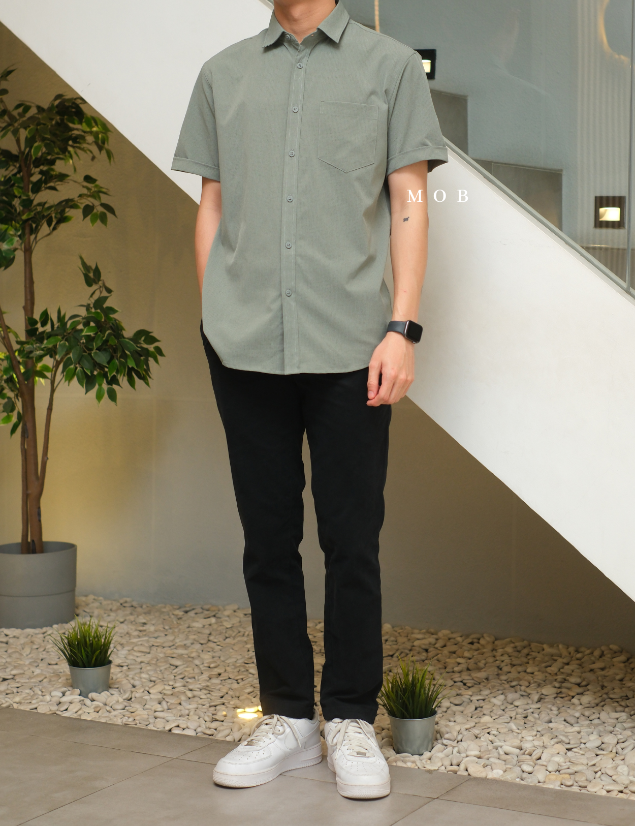 APTSSS03001 Slim Performance SS Shirt Sage