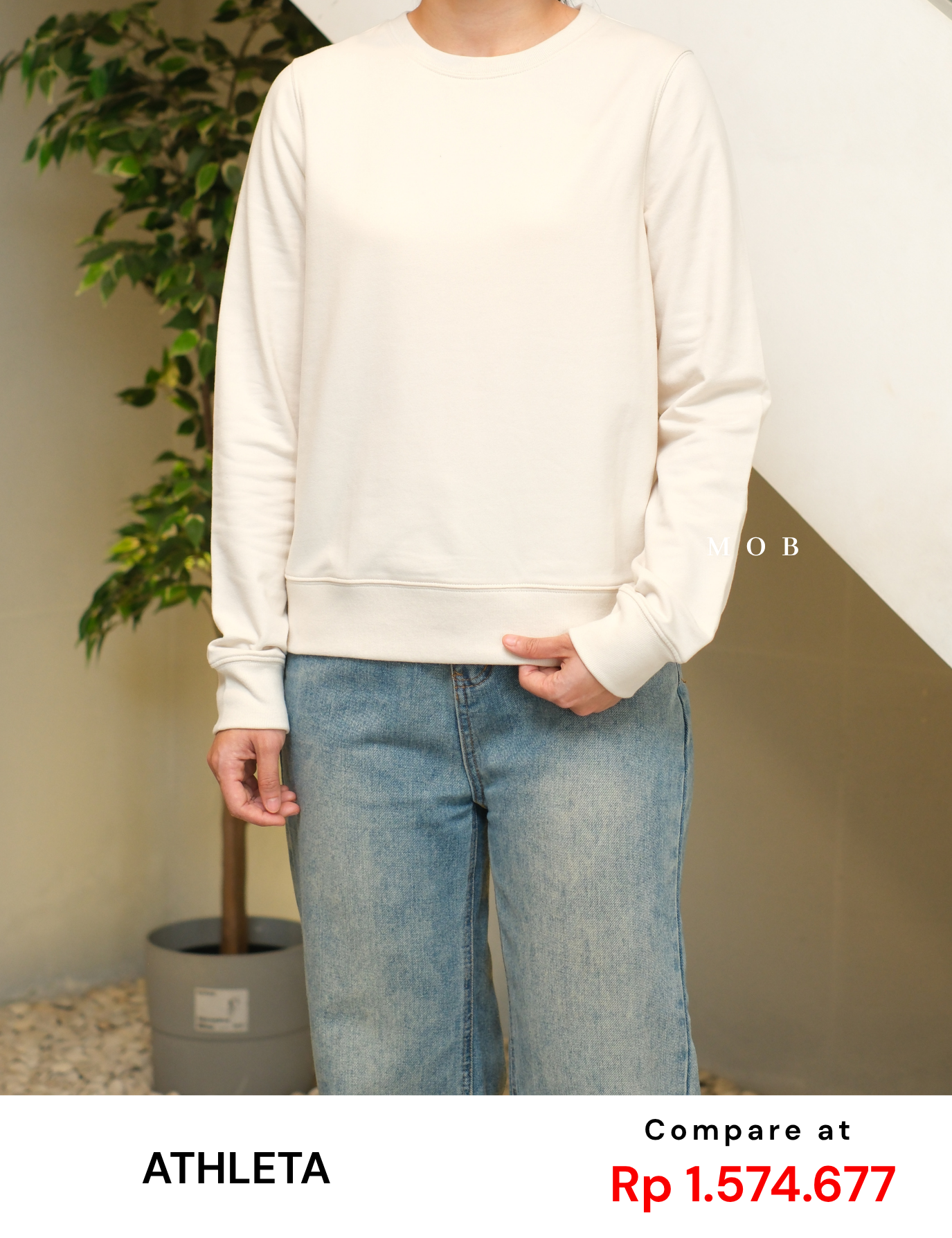 ATHSW01003D Retroterry Crewneck Sweatshirt Beige