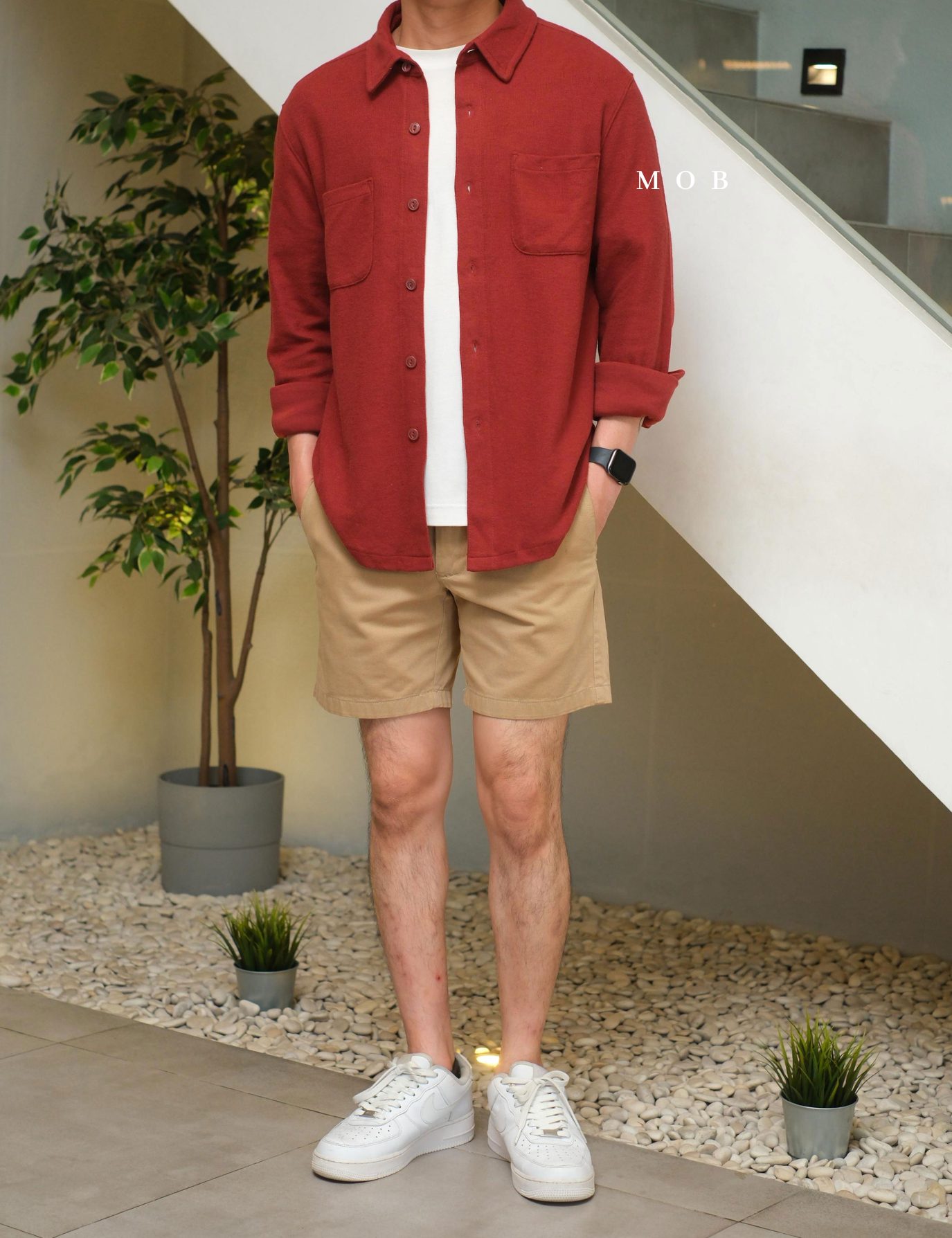 [BEST DEALS!] GFLSS01003 Knit Shirt Jacket Terracotta