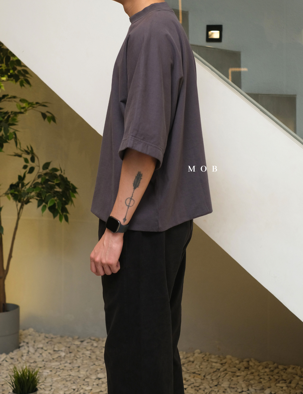 YZSST01003 Boxy 3/4 Tee Grey Wash