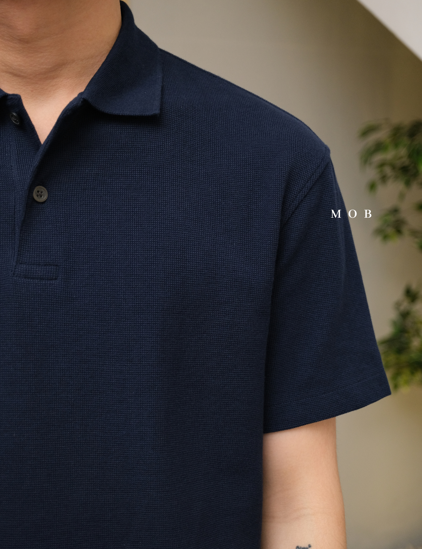 UNQPS01001 Waffle Polo Shirt Navy