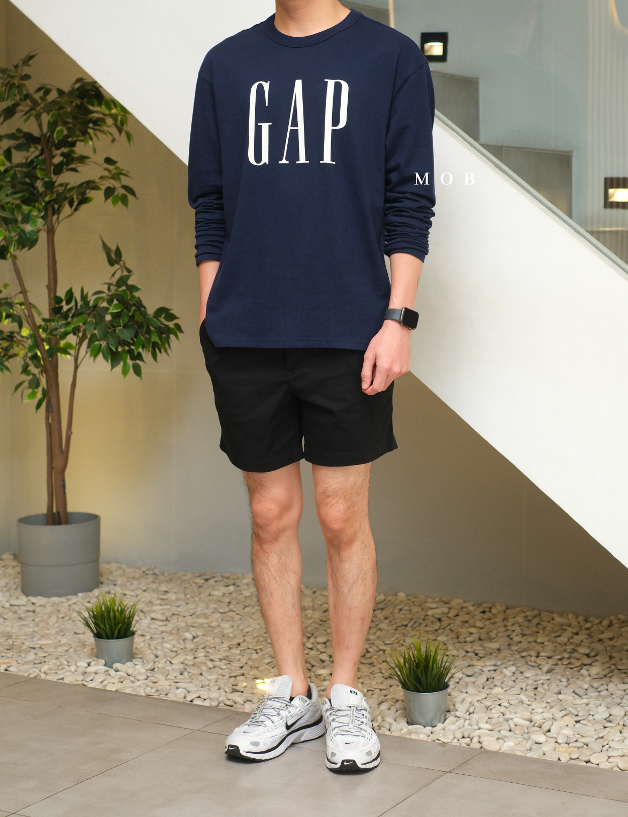 GPLST1111 Big Signature Logo LS Tee Navy