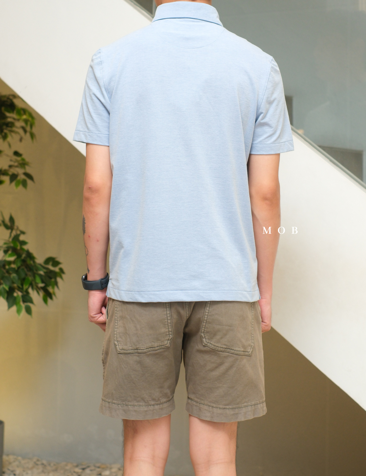 ARK01SSP018 Hybrid Button Down Collar Polo Shirt Glacier Blue