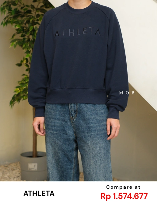 ATHSW01004 Embroidered Crew Sweatshirt Navy