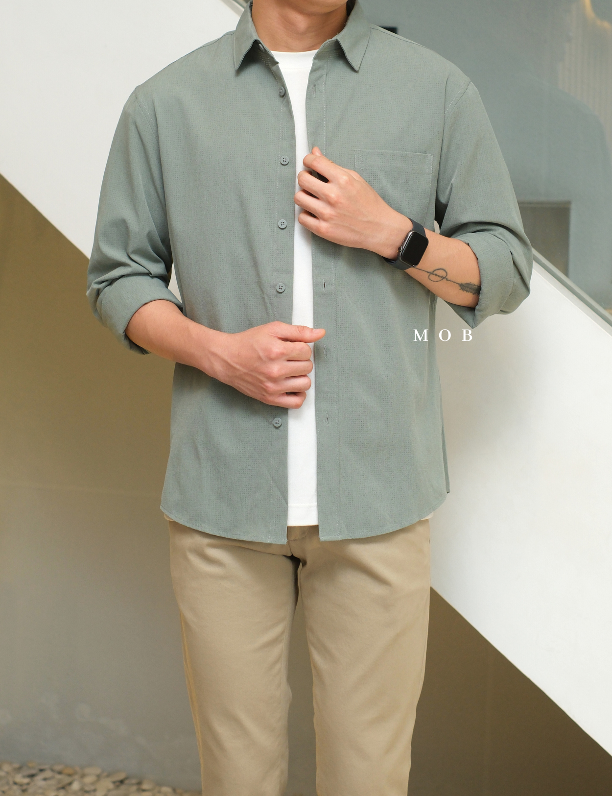 APTLSS01001D Slim Performance LS Shirt Sage