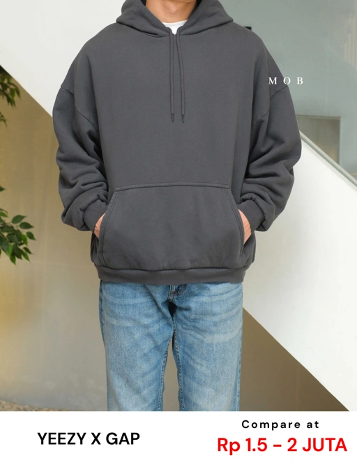 Image of [FAST PRE-ORDER] YZHOD04002 Yeezy x Gap Pullover Oversized Hoodie Dark Grey