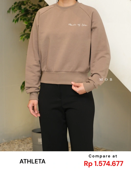 ATHSW01005 Power of She Embroidered Crew Sweatshirt Brown