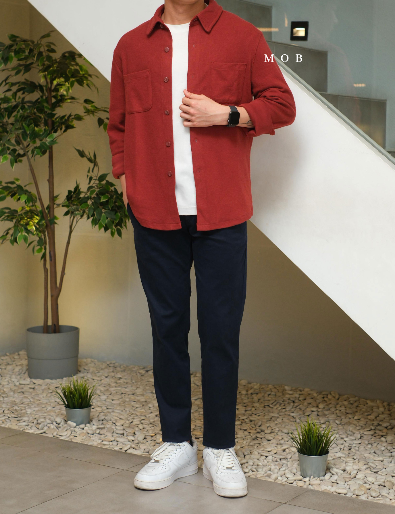 [BEST DEALS!] GFLSS01003 Knit Shirt Jacket Terracotta