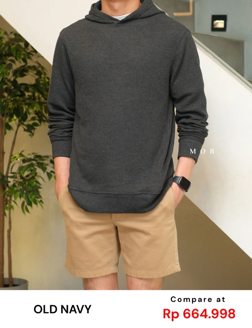 ONHOD08002 Waffle Pullover Hoodie Black Grey