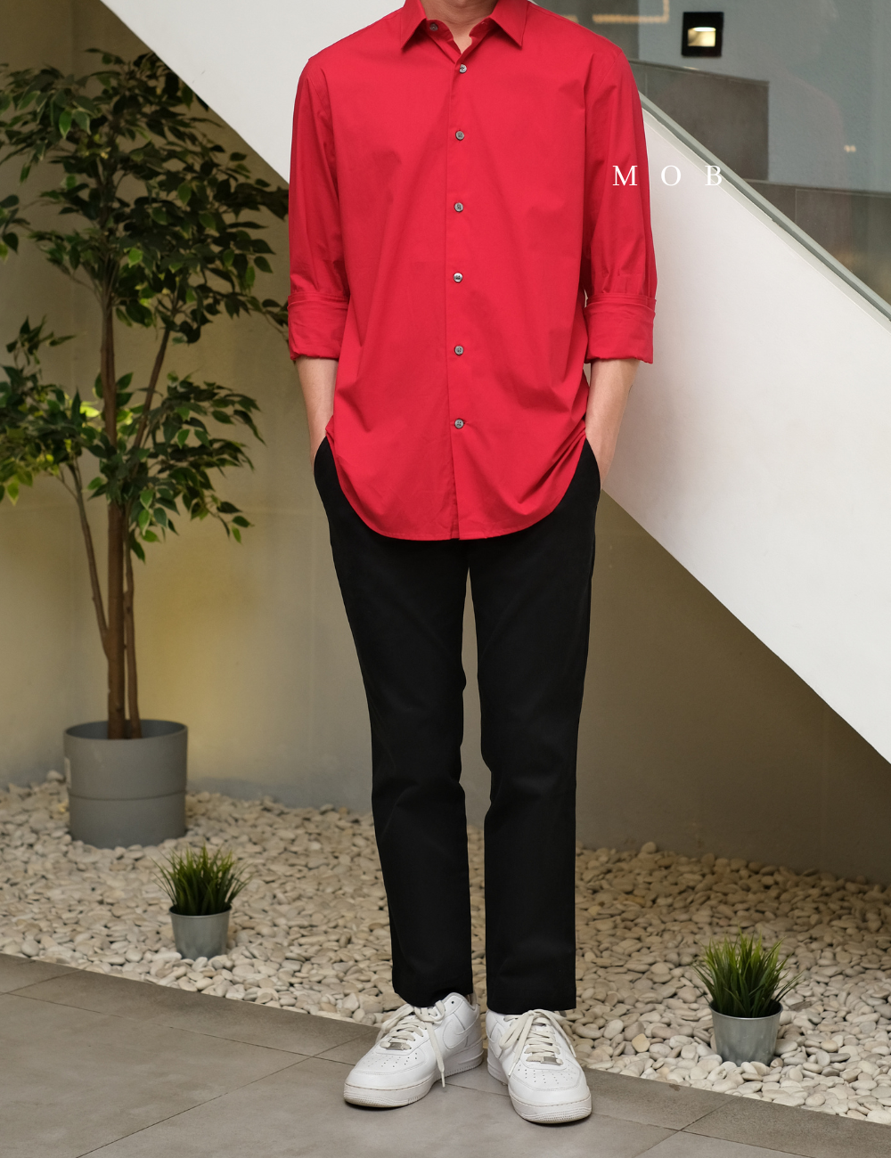 EXLSS01006 MODERN Stretch 1MX LS Shirt Red