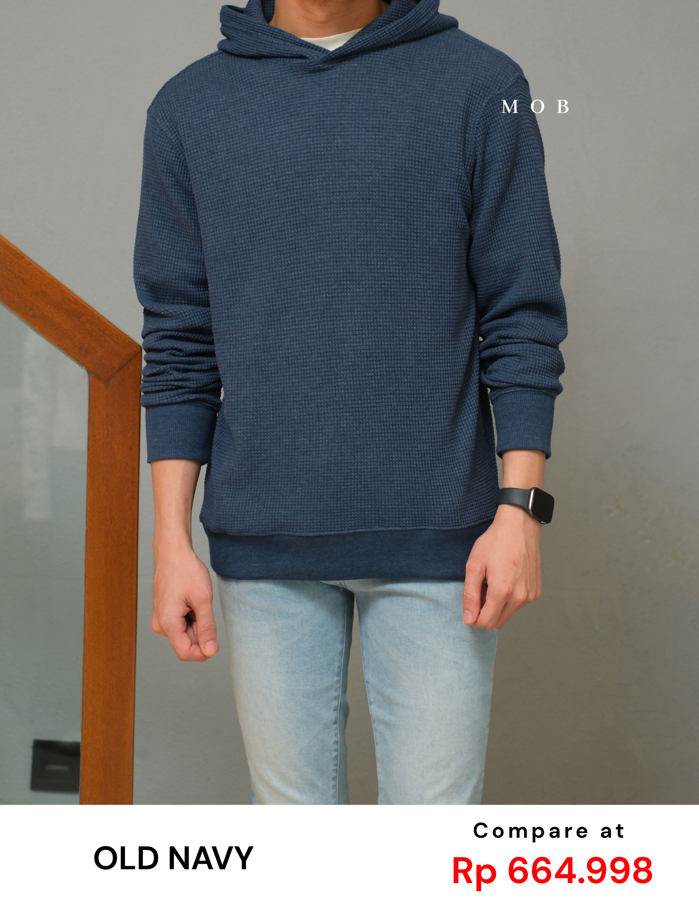 ONHOD08004 Waffle Pullover Hoodie Navy