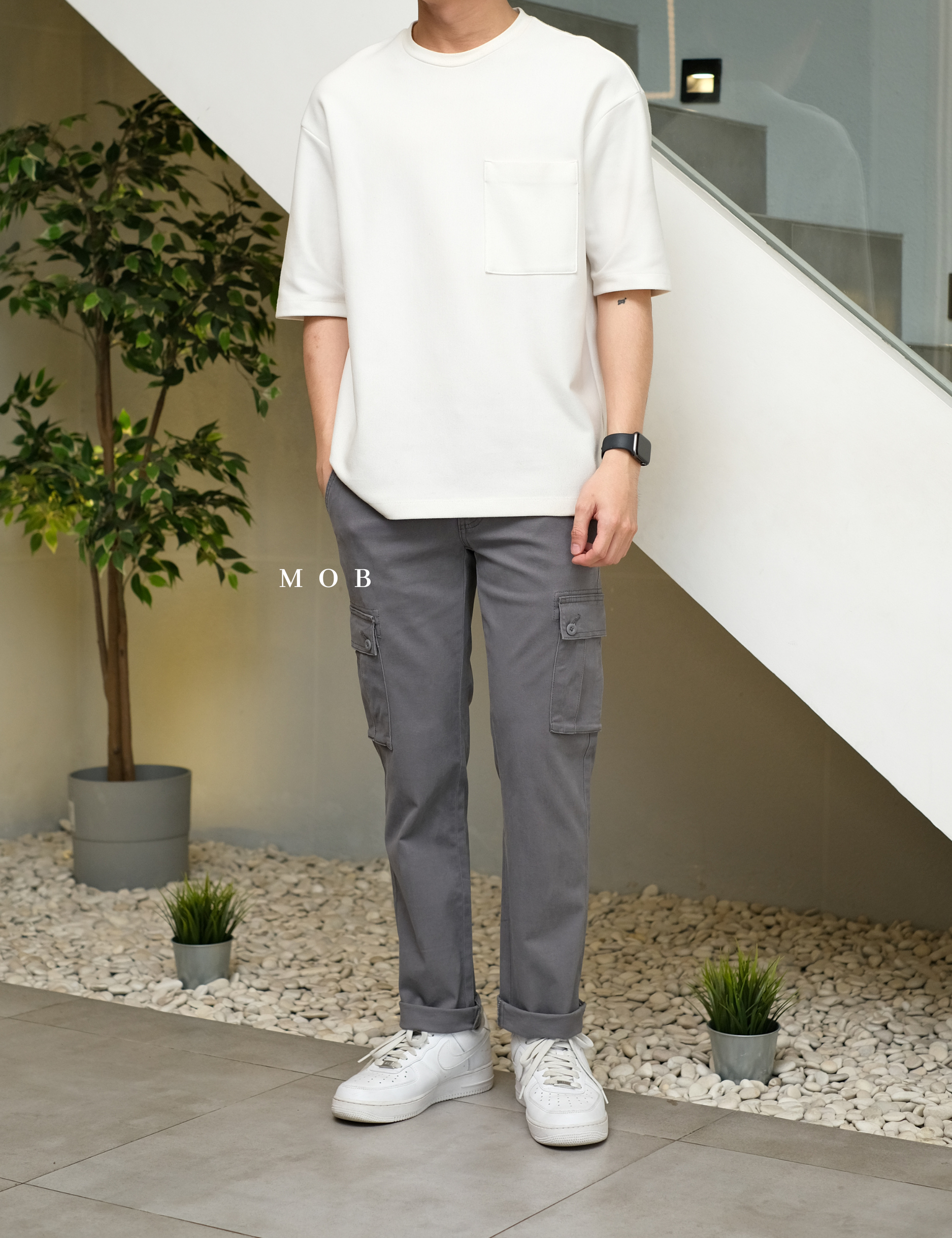 AZEPT06003 SLIM Fit Cargo Pants Grey
