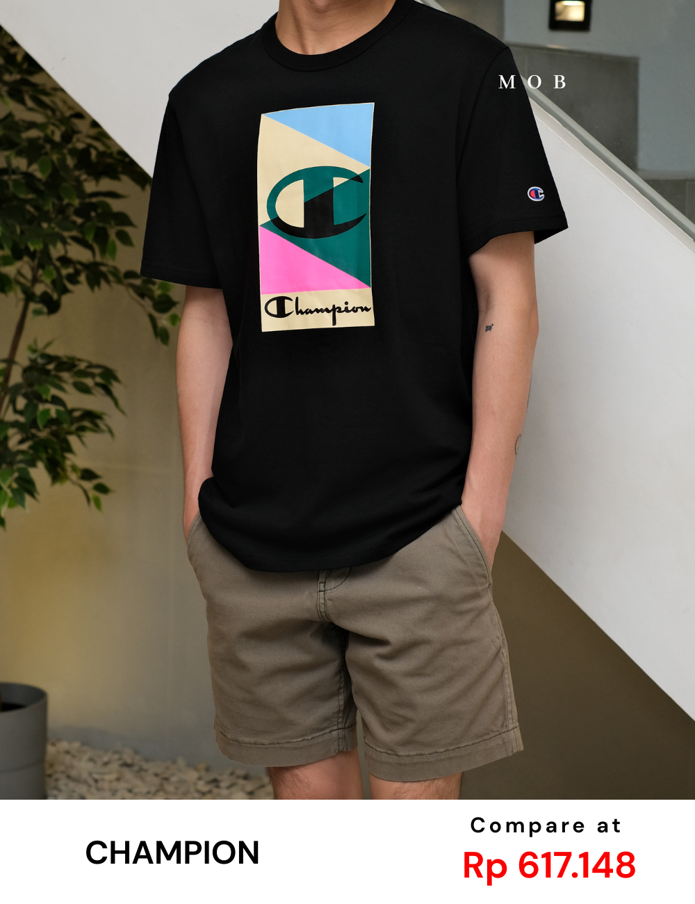 CHMPSST2008A Heritage With Vibrant Logo SS Tee Black 