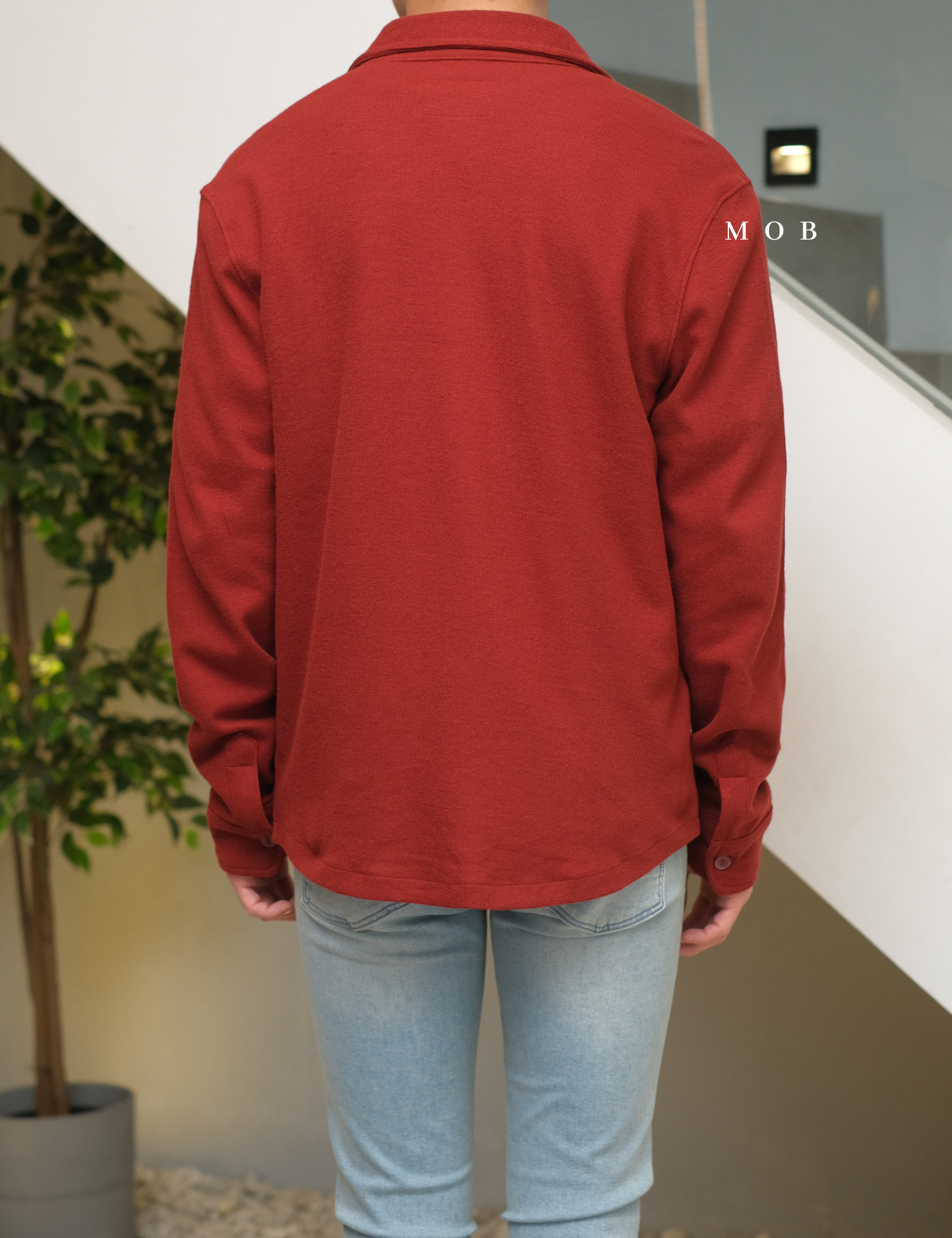 [BEST DEALS!] GFLSS01003 Knit Shirt Jacket Terracotta