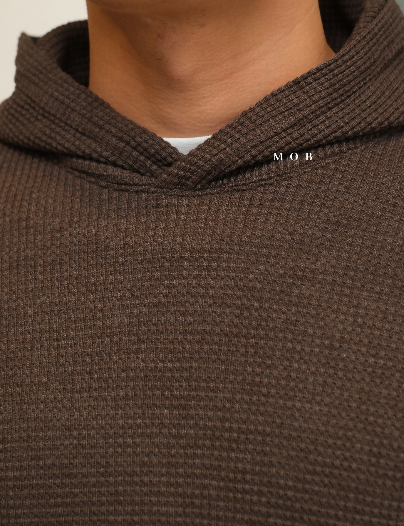 ONHOD08001 Waffle Pullover Hoodie Dark Brown