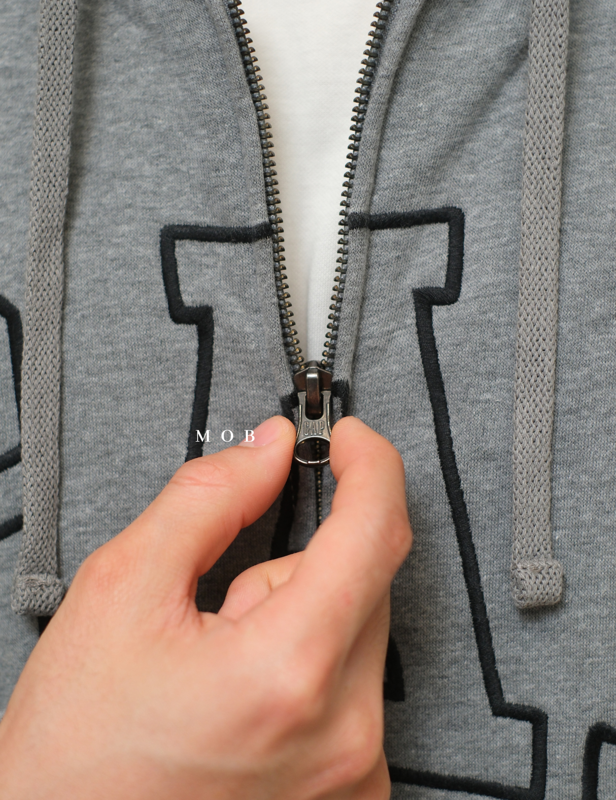GPFZ03001 Relaxed Logo Sherpa Full Zip Hoodie Heather Grey