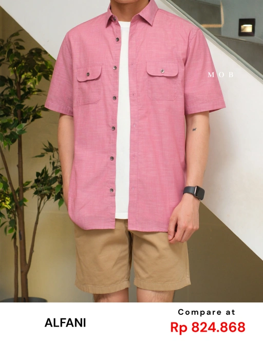 Image of AFSSS01001K Warren Pocket SS Shirt Pink Misty
