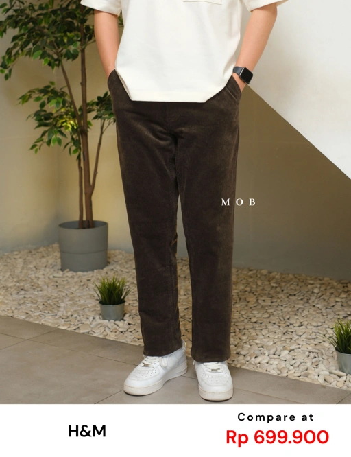 Image of HMPT12001B Slim Corduroy Pants Dark Brown