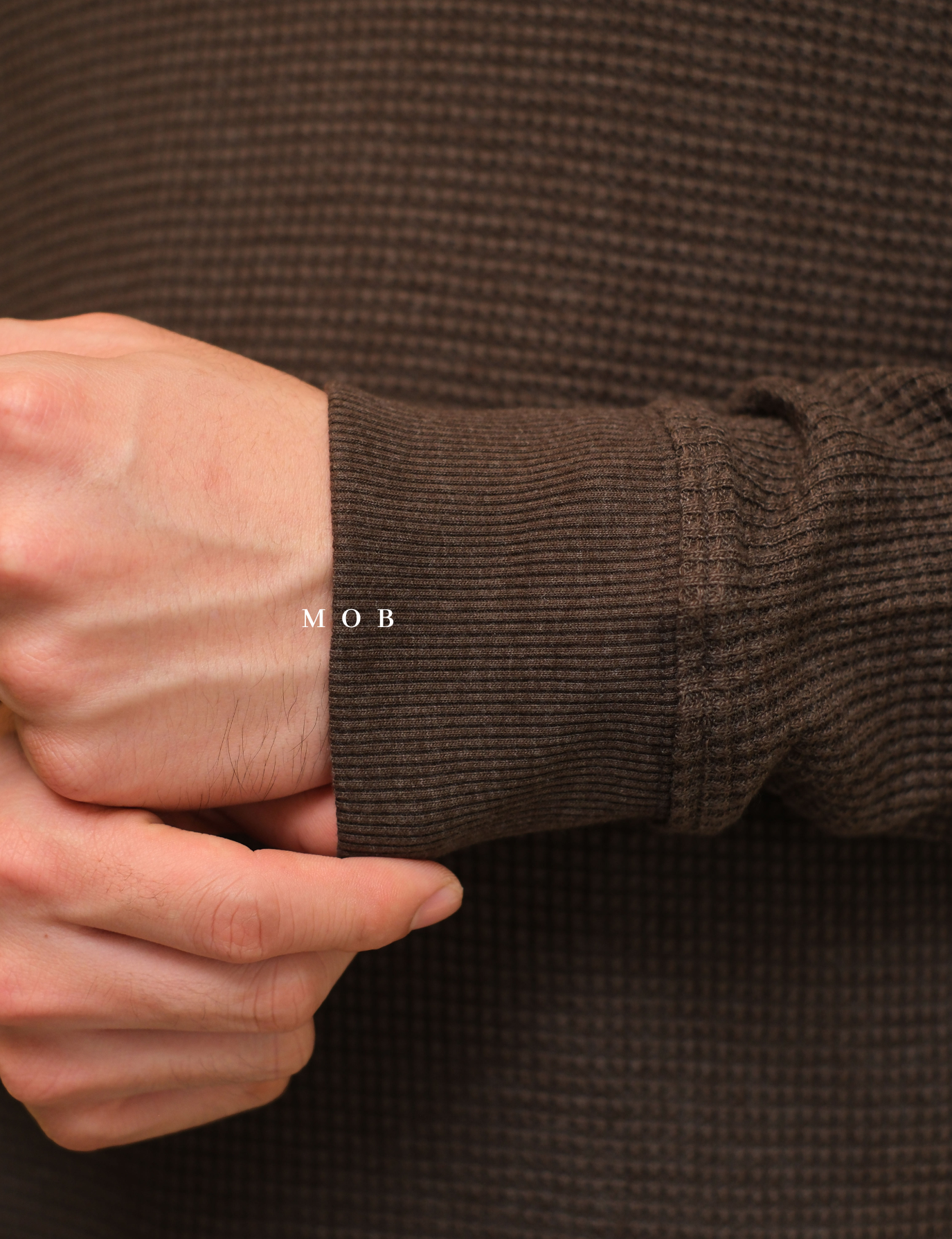 ONHOD08001 Waffle Pullover Hoodie Dark Brown