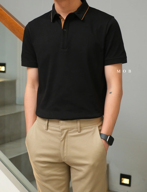 Image of ARKPSS01001 Gentle Polo Shirt Obsidian Black