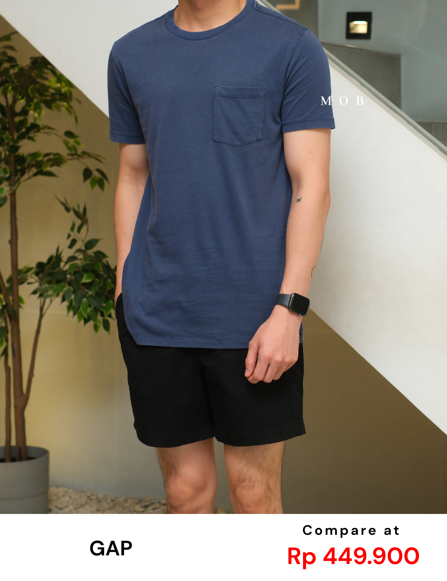 GPSST1001AI Basic Pocket Tee Navy Grey