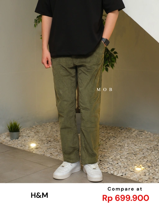 Image of HMPT12001C Slim Corduroy Pants Olive