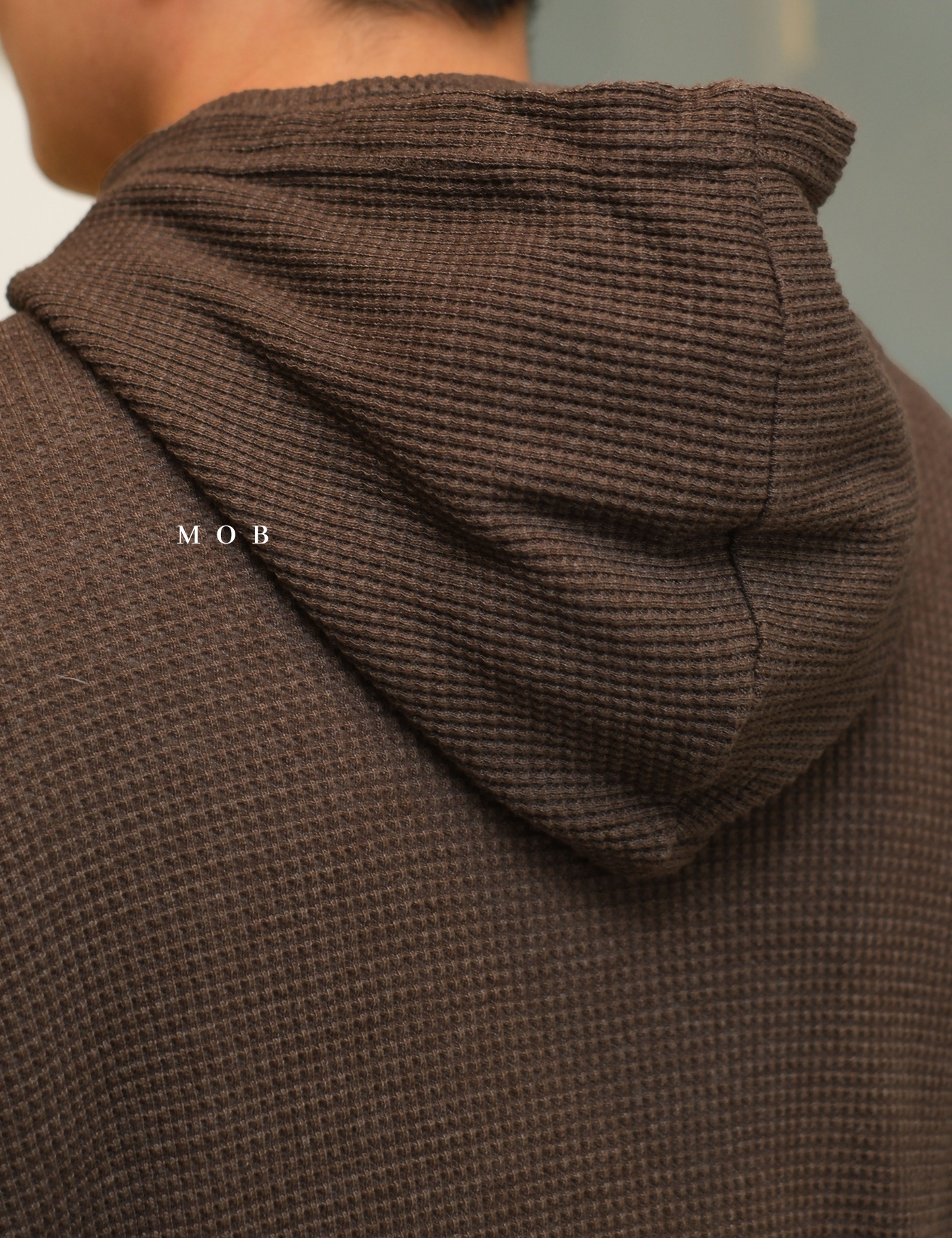 ONHOD08001 Waffle Pullover Hoodie Dark Brown
