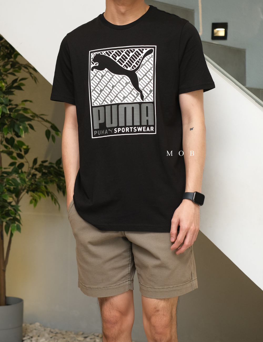 PMSST09012A Jumping Cat Box Script Logo SS Tee Black