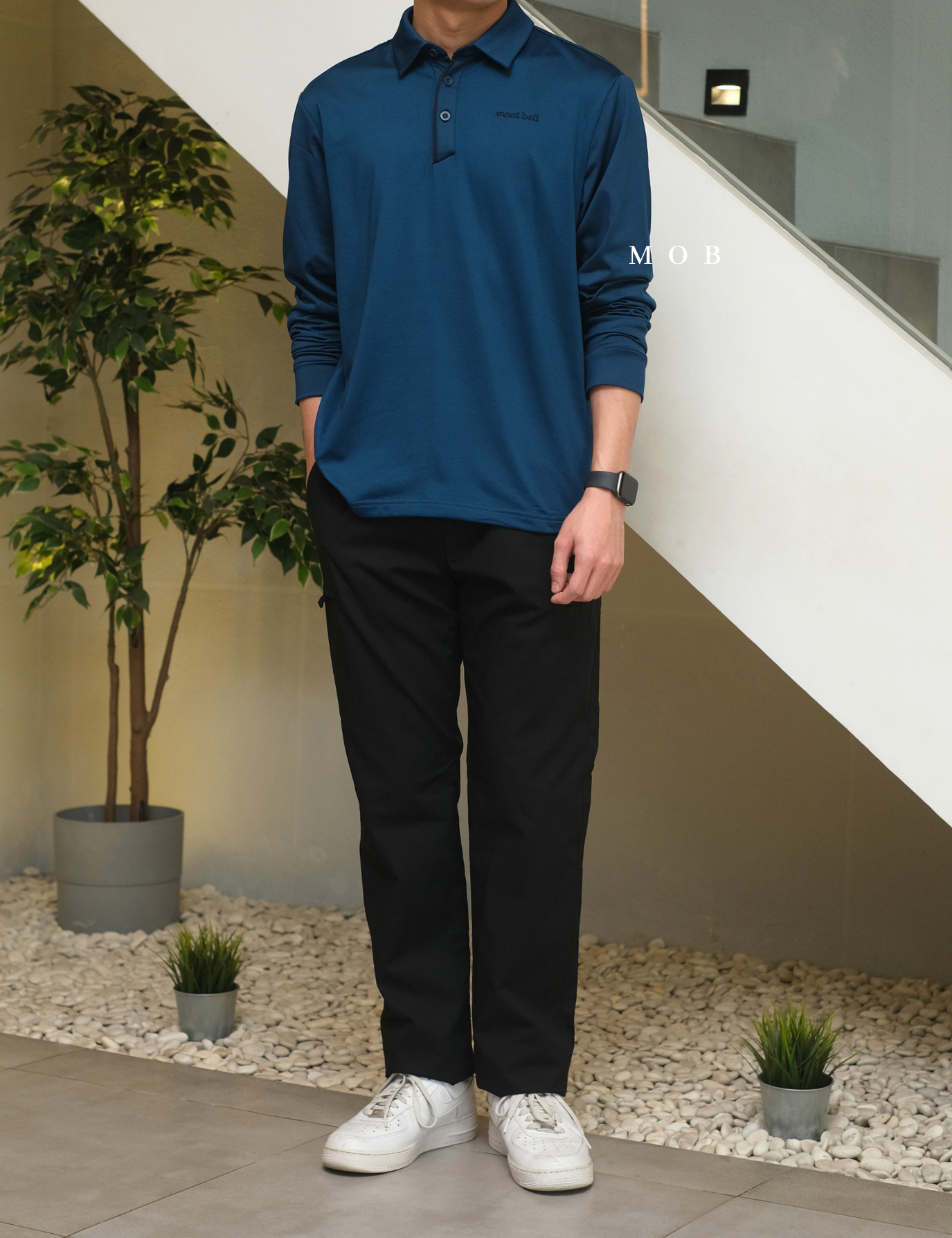 MBLPLS01003 List Placket Polo LS Teal Blue