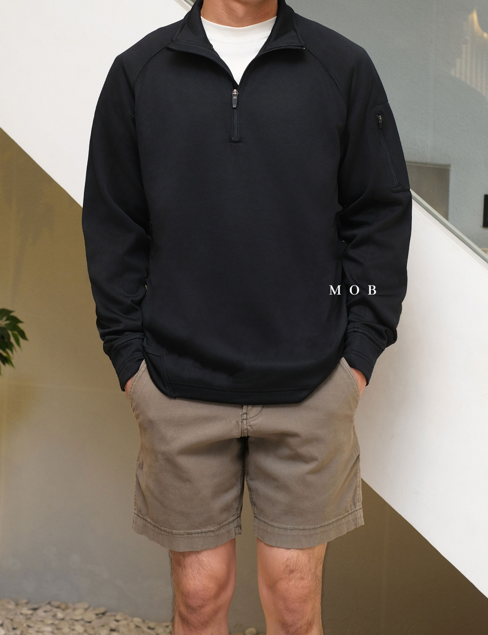 STSW04001 Basic Quarter Zip Sweatshirt Black