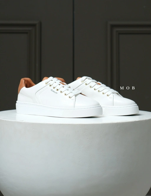 Image of GNTSH01002 Mc Julien Sneakers White Cognac Brown