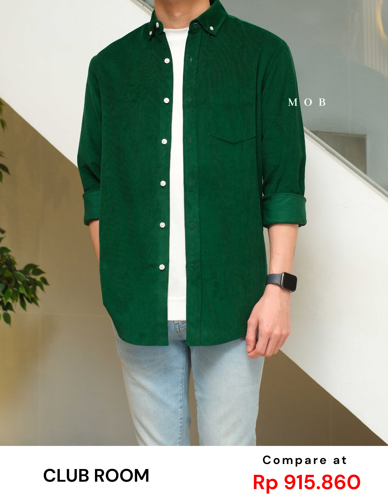 CLRLSS01001A Corduroy Shirt Jacket Dark Green