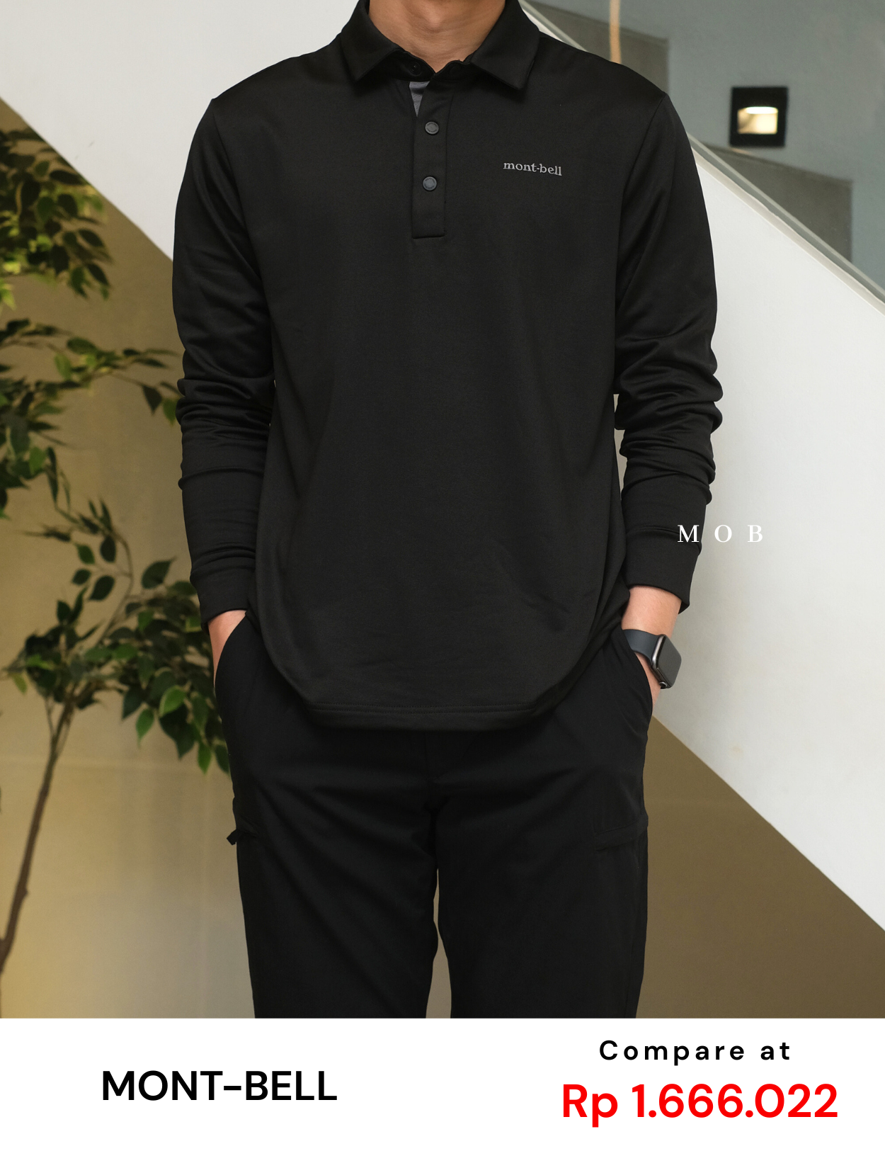 MBLPLS01001 Snap Button Polo LS Black