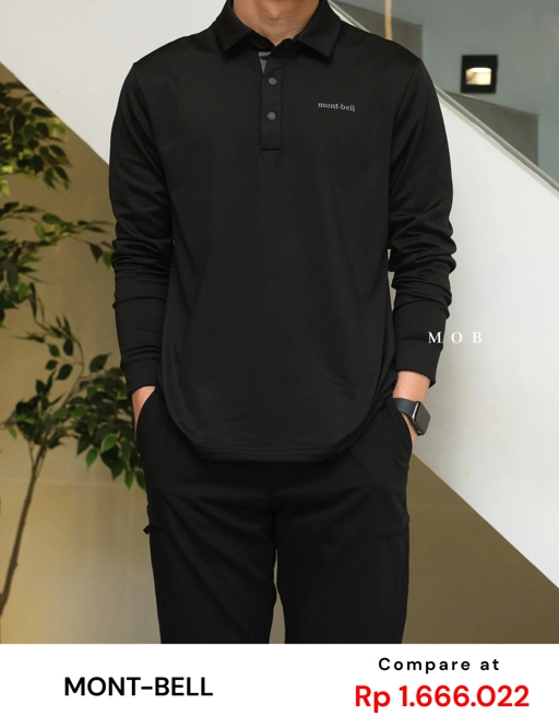 MBLPLS01001 Snap Button Polo LS Black
