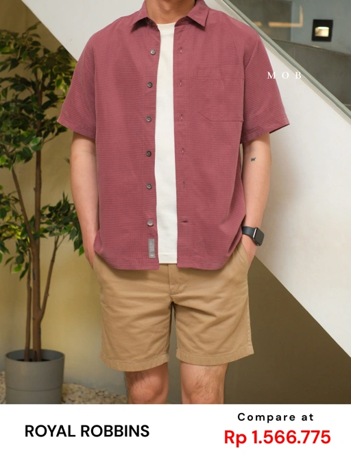 RRBSSS01001A Desert Pucker Dry SS Shirt Burgundy