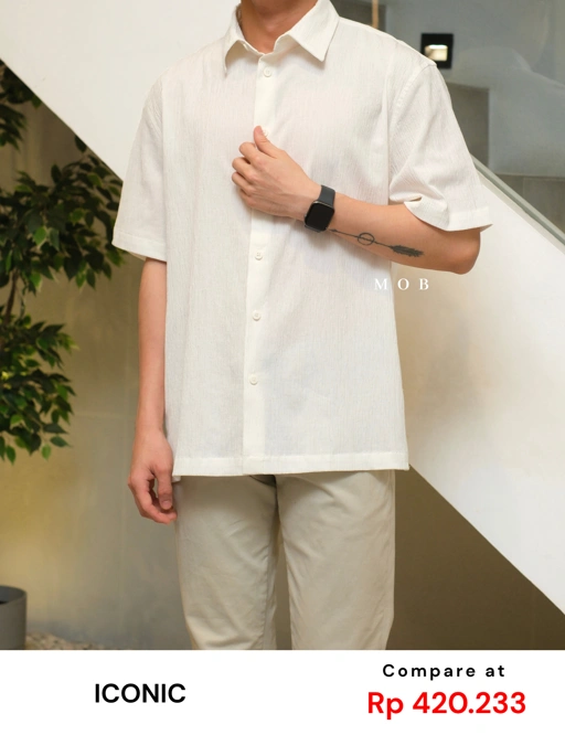 ICN01SSS001-001 Crinkled SS Shirt White 