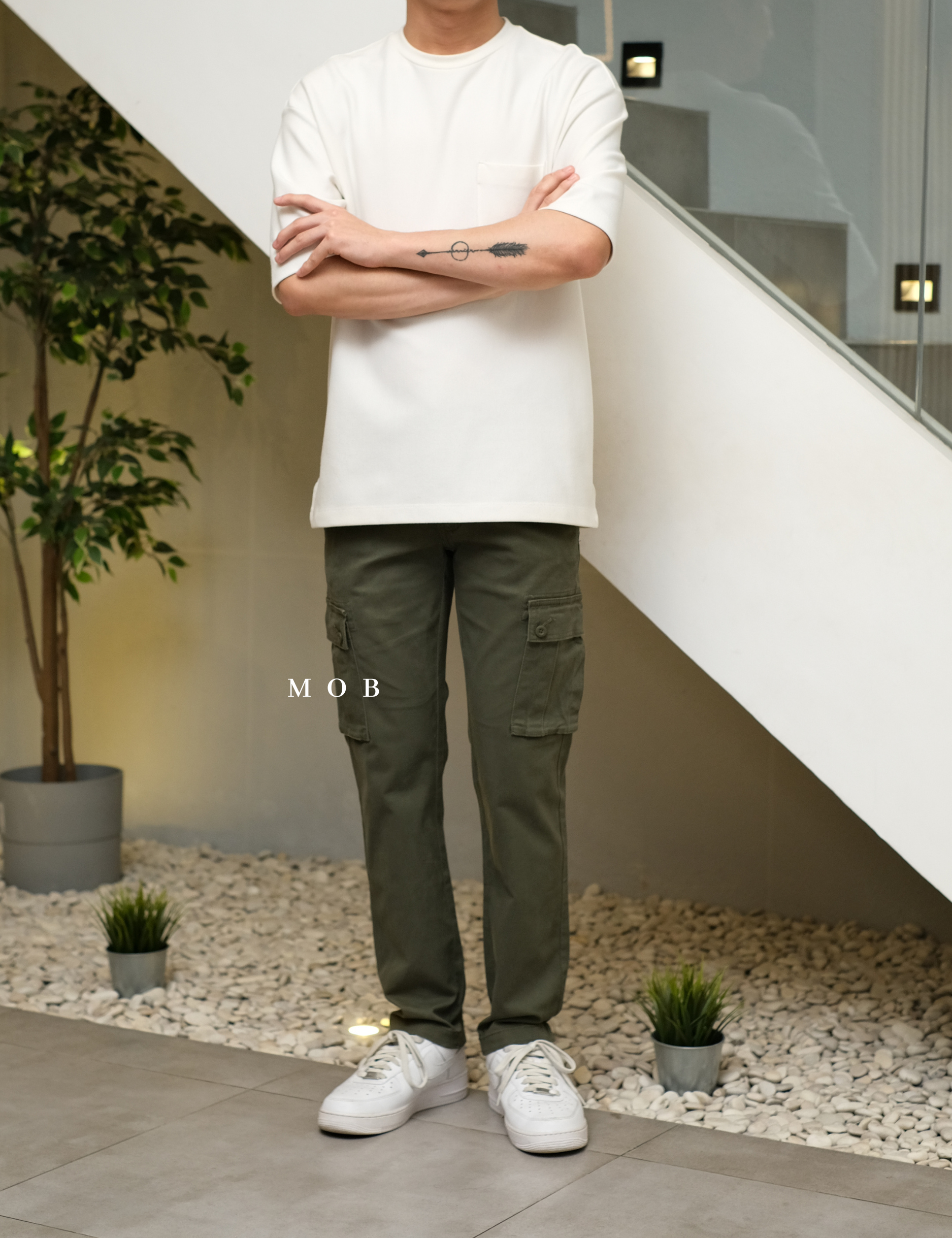 AZEPT06004 SLIM Fit Cargo Pants Olive