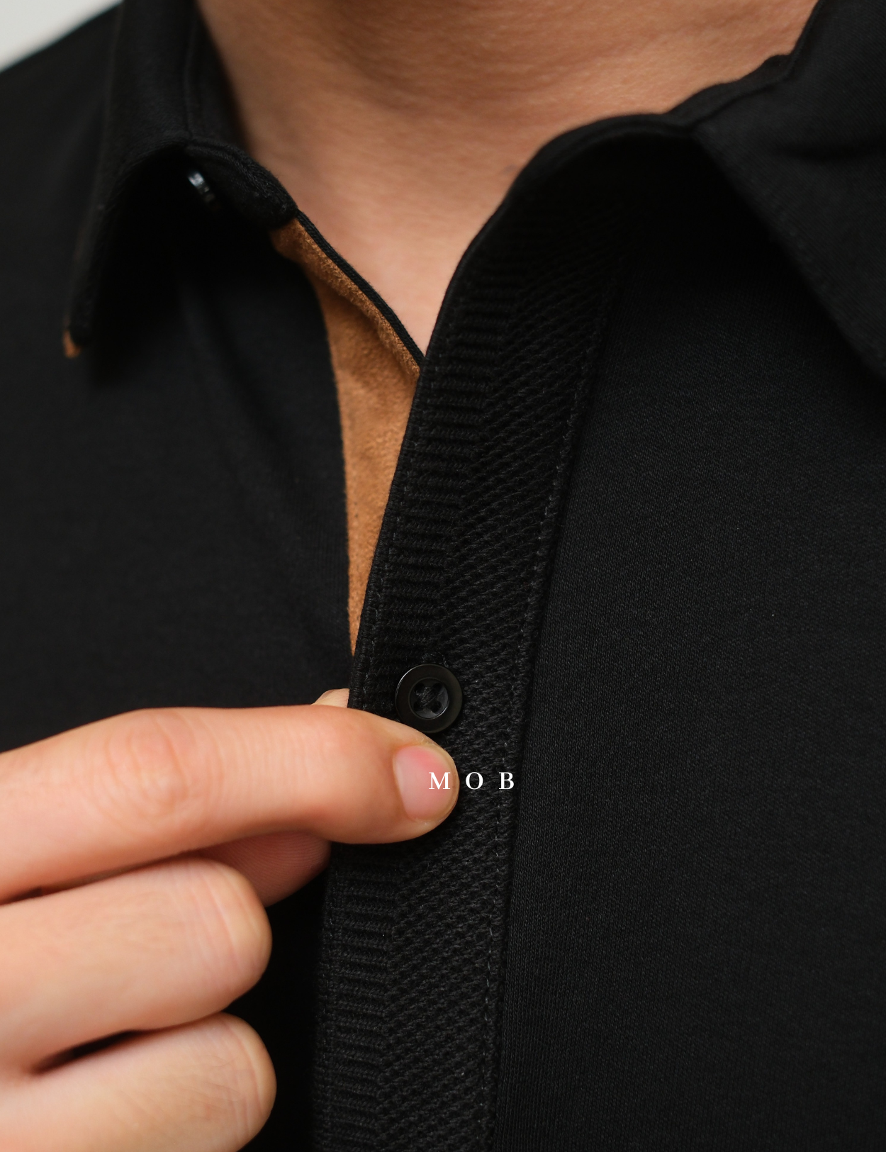 ARK01SSP002 Gentle Polo Shirt Obsidian Black