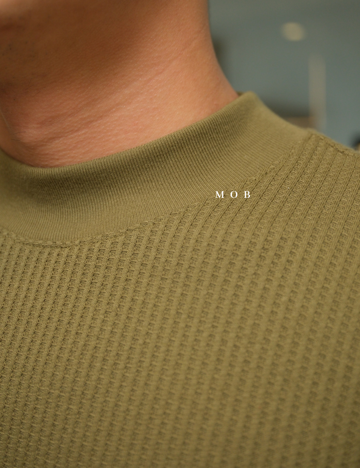 ONLST1203 Mock Neck Waffle LS Tee Willow Olive