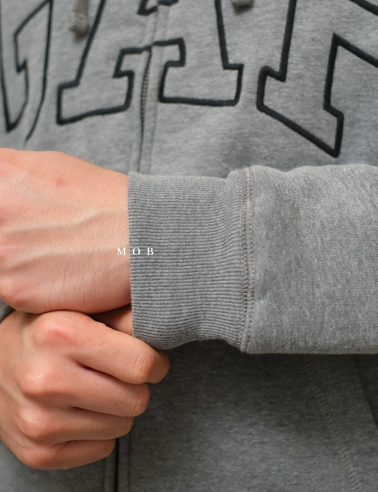 GPFZ03001 Relaxed Logo Sherpa Full Zip Hoodie Heather Grey