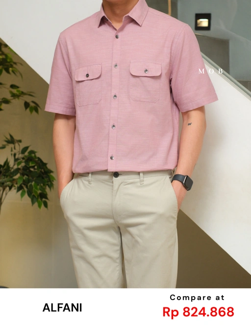 Image of AFSSS01001P Warren Pocket SS Shirt Baby Pink Misty