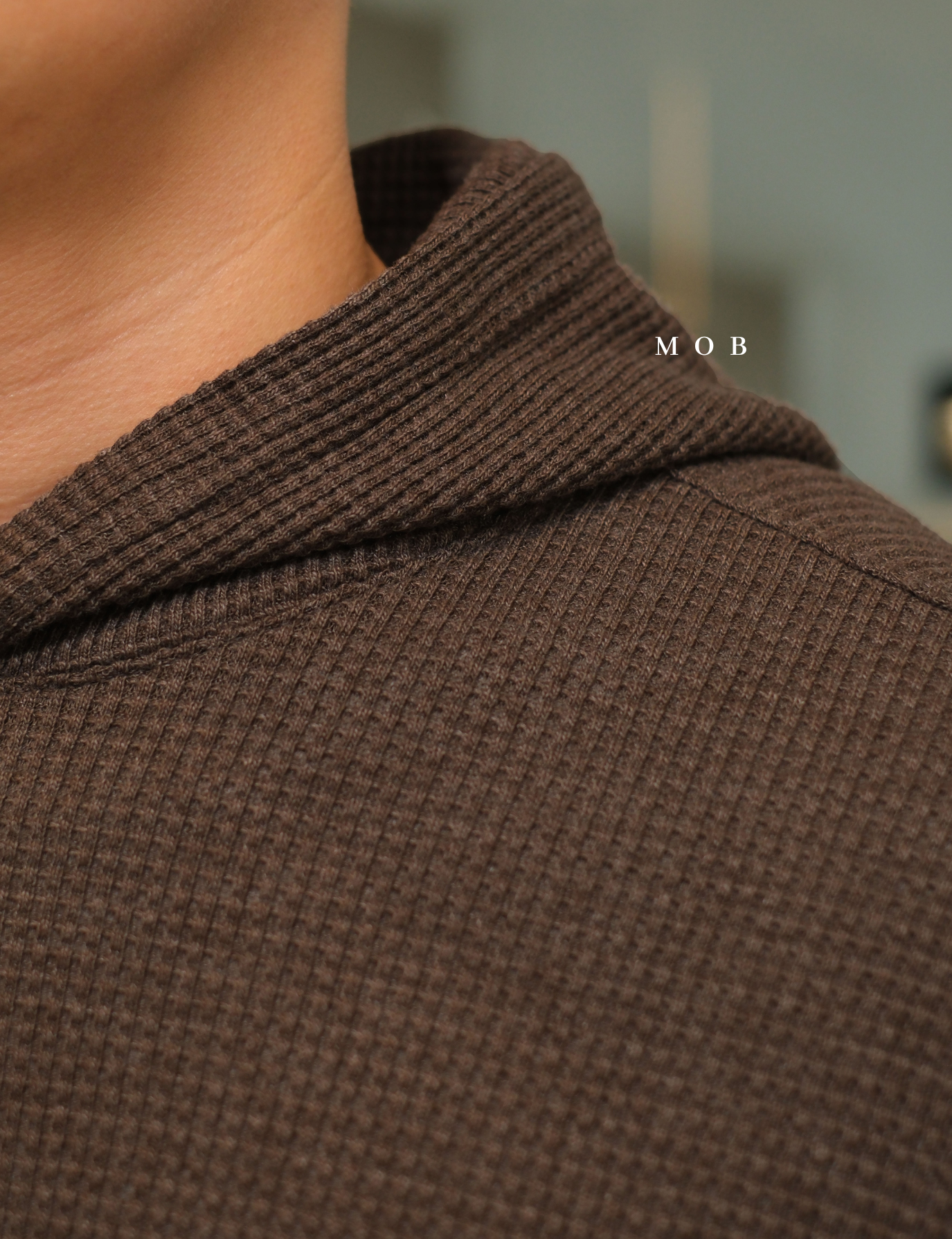 ONHOD08001 Waffle Pullover Hoodie Dark Brown
