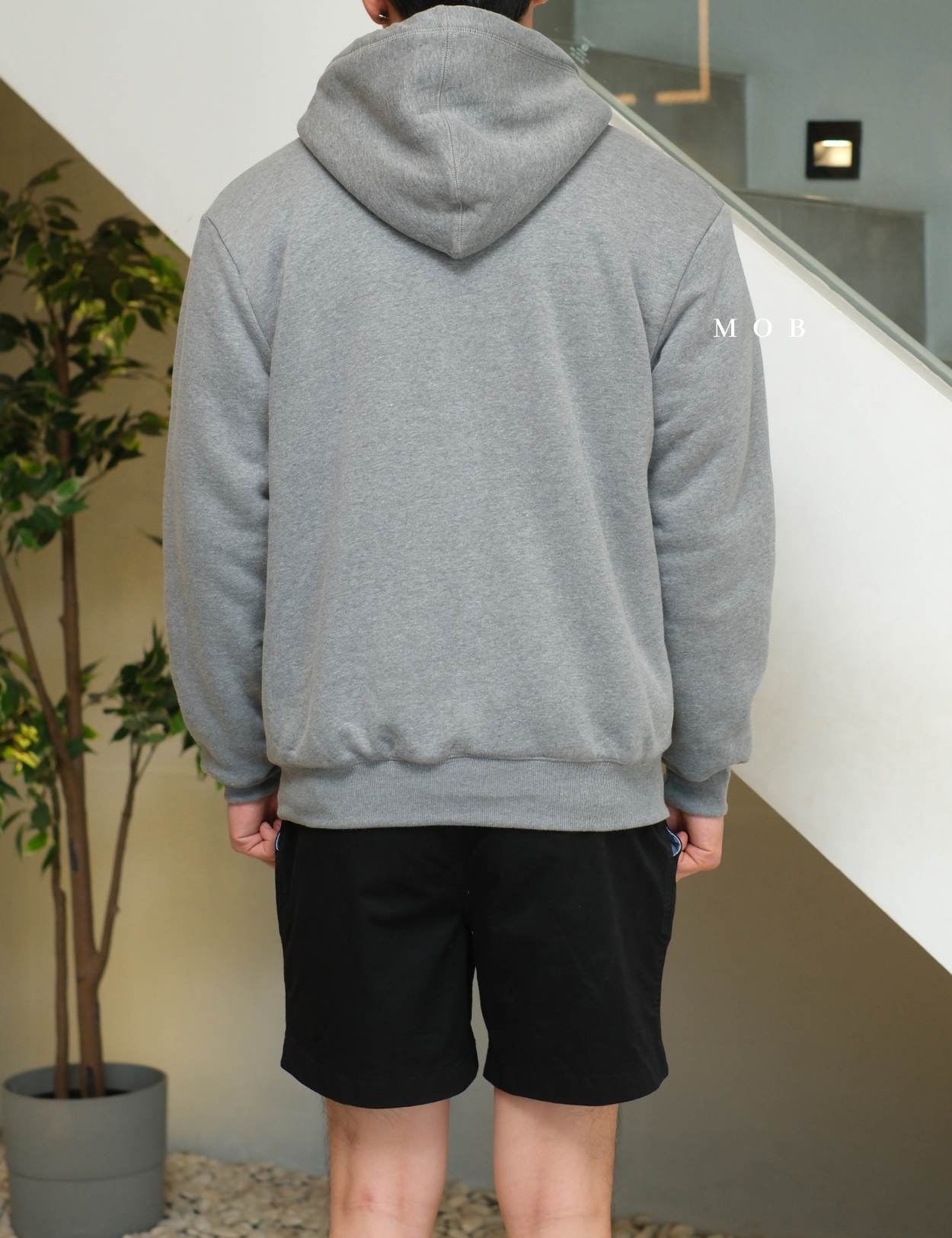 GPFZ03001 Relaxed Logo Sherpa Full Zip Hoodie Heather Grey