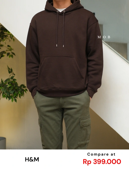 HMHOD04001 Loose Basic Pullover Hoodie American Brown (V2)