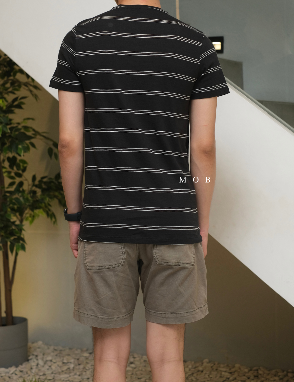 GFSST04009 Basic Lyndale SS Tee Novelty Black Stripe (S ONLY)