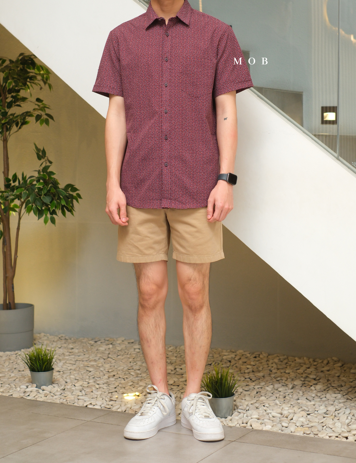 APTSSS03003 Slim Performance SS Shirt Maroon Pattern