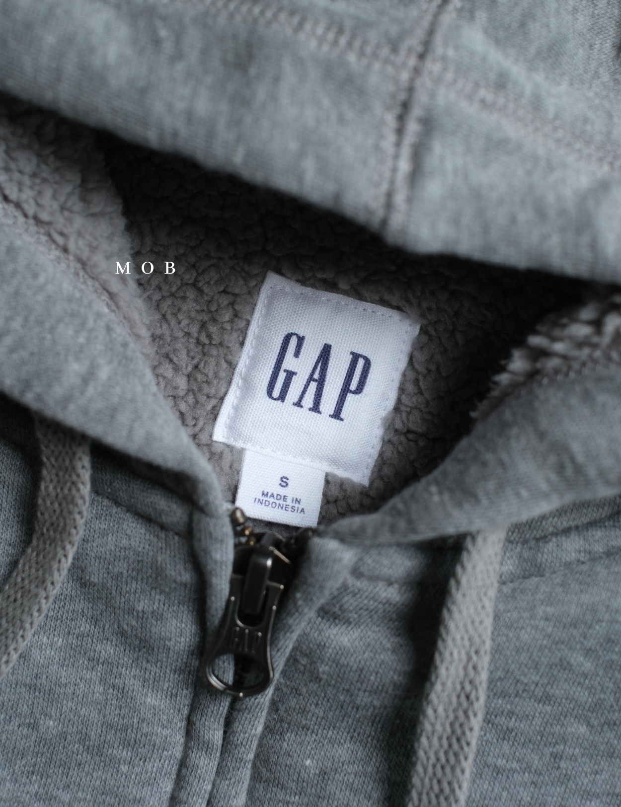 GPFZ03001 Relaxed Logo Sherpa Full Zip Hoodie Heather Grey